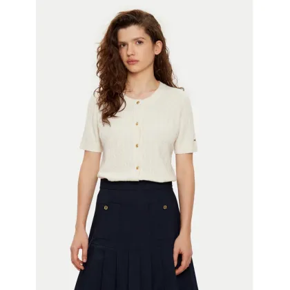 Zdjęcie Tommy Hilfiger Kardigan WW0WW43958 Écru Regular Fit
