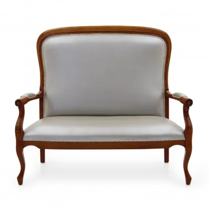 Zdjęcie Srebrna prestiżowa sofa 2-osobowa w stylu ludwikowskim - Sevensedie