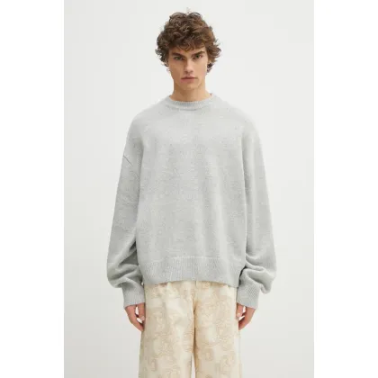 Zdjęcie MKI MIYUKI ZOKU sweter z domieszką wełny Mohair Blend Knit Crew męski kolor szary ciepły MOHAIR.BLEND.KNIT.CREW.