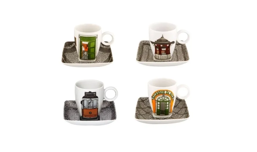 picture 1 A stylish porcelain coffee cup set with saucers - Vista Alegre