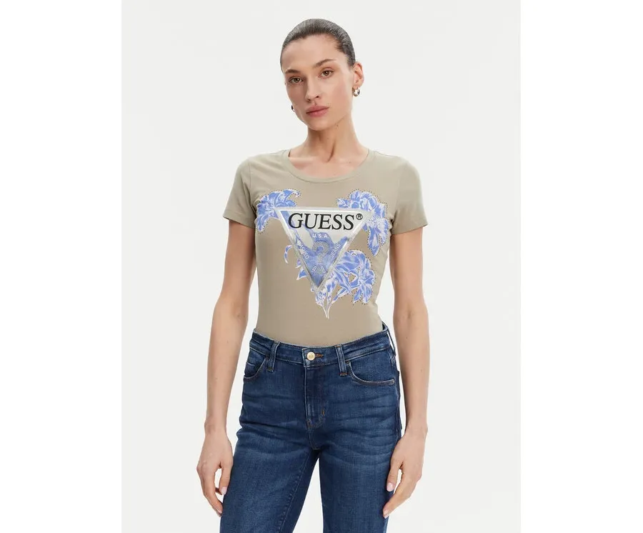 obrazek 1 Guess T-Shirt W5GI08 J1314 Khaki Slim Fit