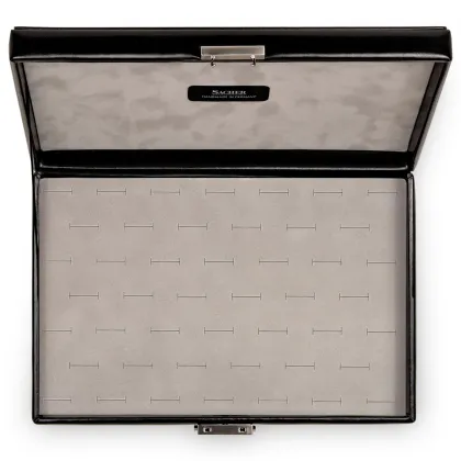 Zdjęcie Stylowe skórzane pudełko z miejscem na 46 pierścionków