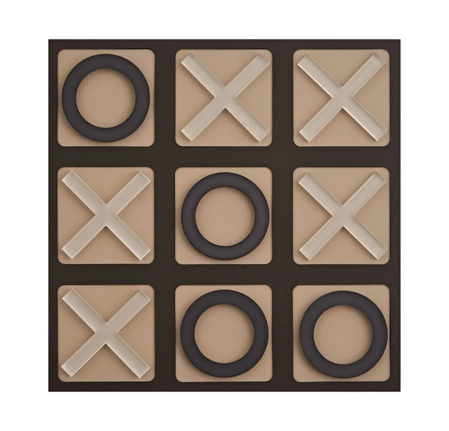 obrazek 1 Stylowa gra w kółko i krzyżyk 24x24xH1 cm z polem gry w kolorze czekoladowym