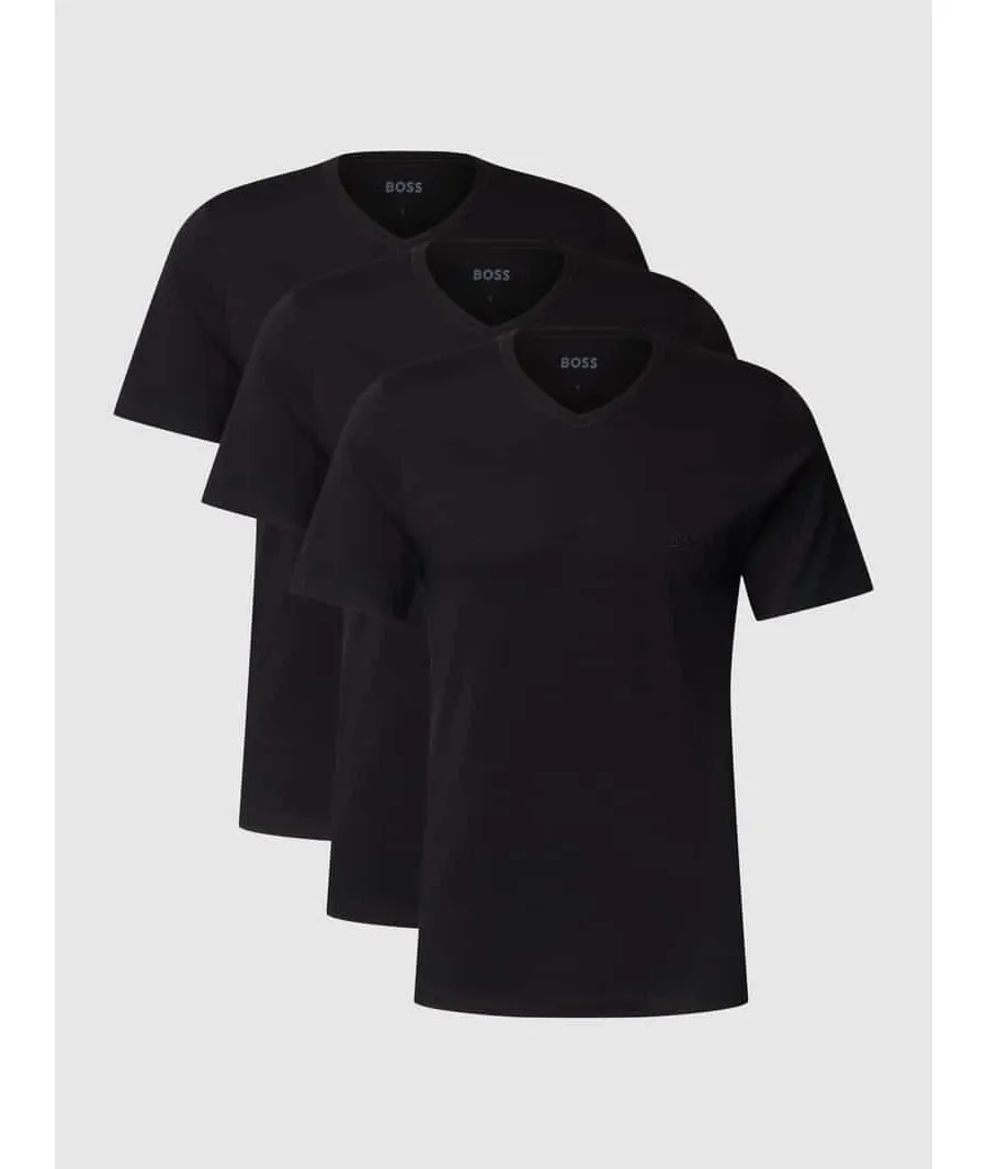 obrazek 1 T-shirt z dekoltem w serek w zestawie 3 szt. model ‘Classic’