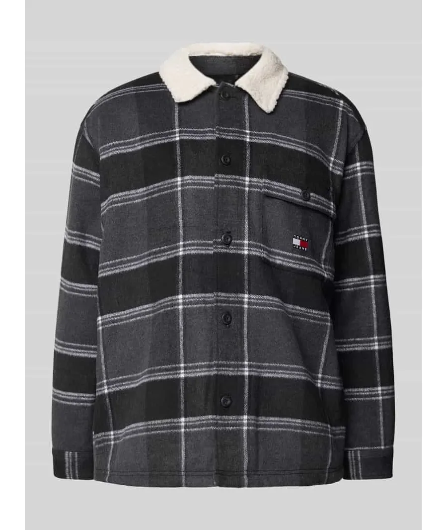 obrazek 1 Kurtka koszulowa o kroju regular fit z listwą guzikową model ‘CHECK SHERPA’
