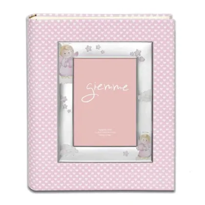 Picture Pink baby photo album 20x25 cm decorated with angels