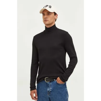 Zdjęcie Samsoe Samsoe longsleeve bawełniany kolor czarny gładki