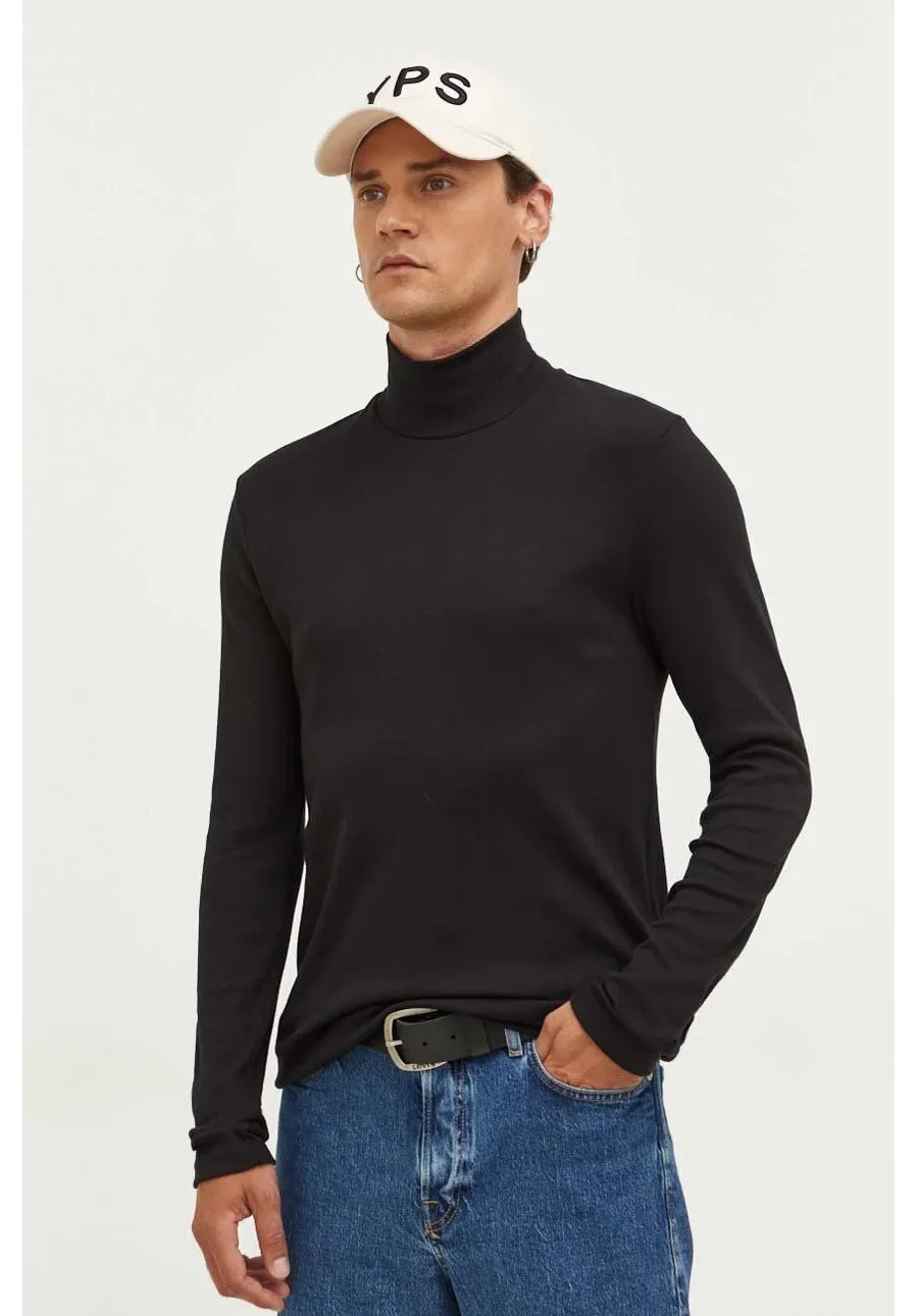 obrazek 1 Samsoe Samsoe longsleeve bawełniany kolor czarny gładki