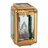 Picture Electric bronze votive lamp 24x13.5 cm with solar panel