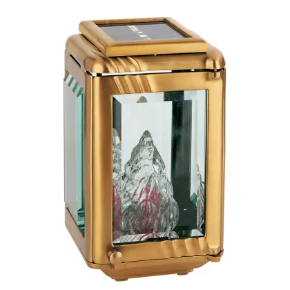 Zdjęcie Elektryczna lampka wotywna z brązu 24x13,5 cm z panelem solarnym