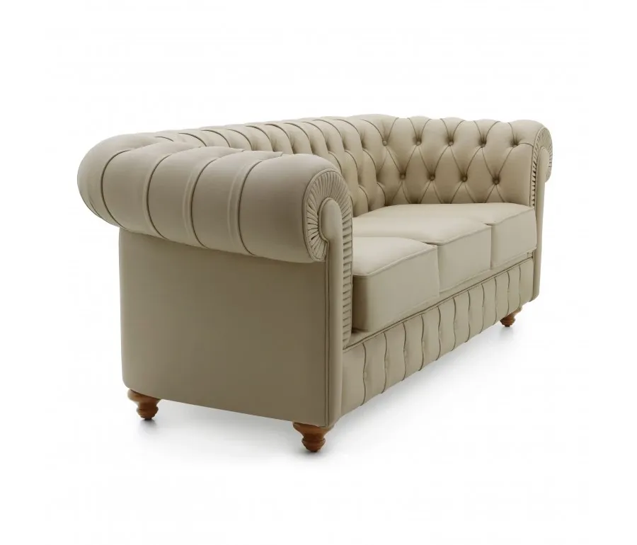 obrazek 2 Beżowa elegancka sofa w stylu Chesterfield - Sevensedie