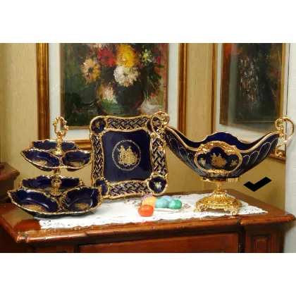 Zdjęcie Niebieski, złoto - barokowa, ceramiczna patera - Bruno Costenaro