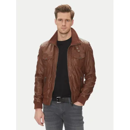 Zdjęcie Serge Pariente Kurtka skórzana Tornade Brązowy Regular Fit