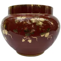 Zdjęcie Gustowny ceramiczny czerwono-złoty wazon z XX wieku