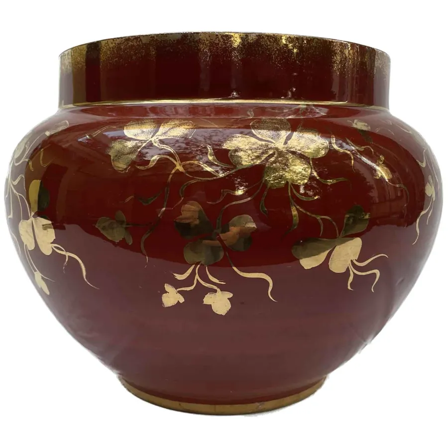 obrazek 1 Gustowny ceramiczny czerwono-złoty wazon z XX wieku
