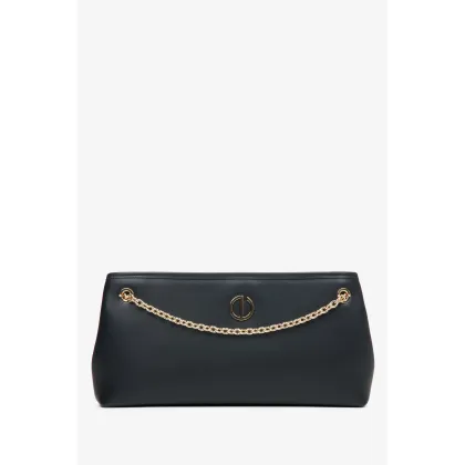 Zdjęcie Estro: Czarna torebka damska typu bagietka ze złotym łańcuszkiem