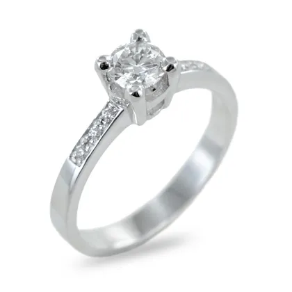 Zdjęcie Pierścionek Solitaire z diamentami na trzonie 0,40 ct