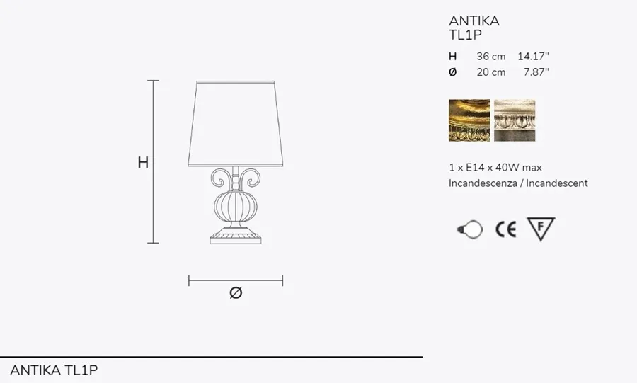 obrazek 5 Antyczna lampka nocna od włoskiego producenta - Antika