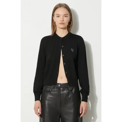 Zdjęcie Maison Kitsuné kardigan wełniany Bold Fox Head Patch Regular Cardigan kolor czarny lekki MW00508KT1036