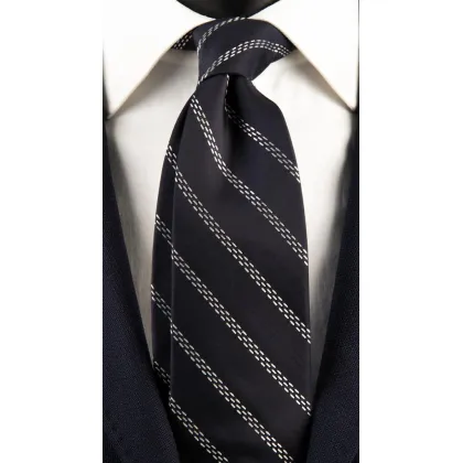 Picture Classic, regimental, black tie with white stripes