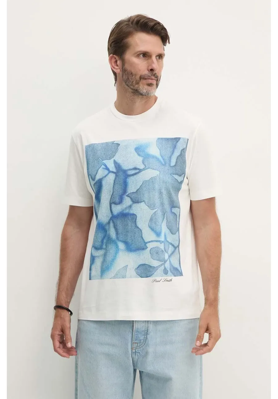 obrazek 1 Paul Smith t-shirt bawełniany męski kolor biały z nadrukiem M1R-919T-NP4739