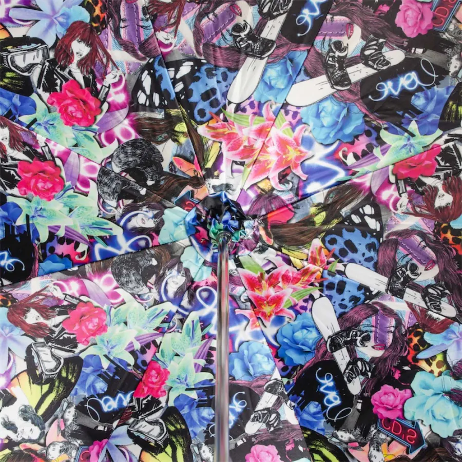 obrazek 5 Stylowy czarny parasol damski w stylu nowoczesnym z różową rączką - Pasotti