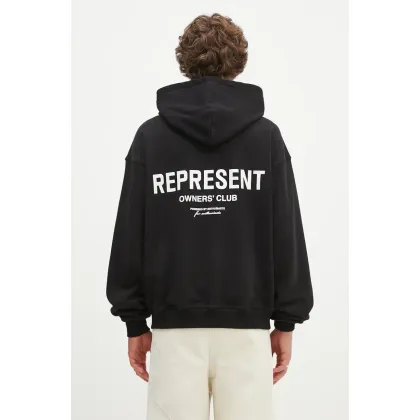 Zdjęcie Represent bluza bawełniana Represent Owners Club Zip Hoodie męska kolor czarny z kapturem z nadrukiem OCM41122.001