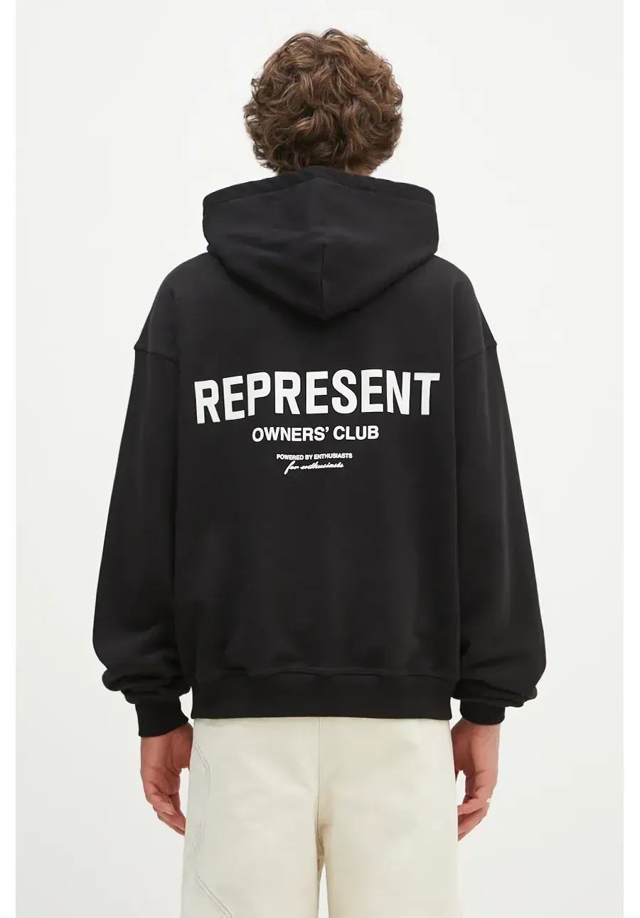 obrazek 1 Represent bluza bawełniana Represent Owners Club Zip Hoodie męska kolor czarny z kapturem z nadrukiem OCM41122.001