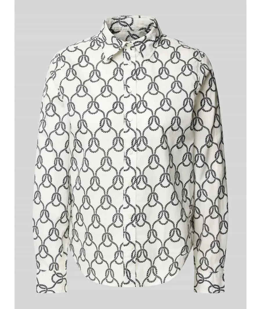 obrazek 1 Bluzka koszulowa o kroju regular fit z listwą guzikową na całej długości