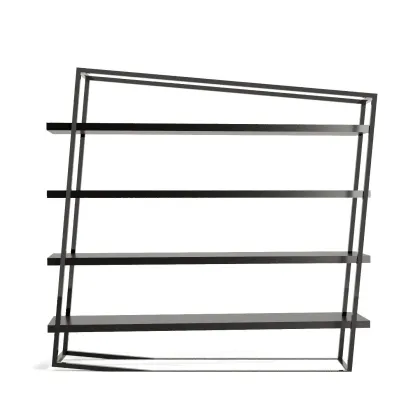 Picture Large Portuguese bookshelf made of matte, black lacquered wood