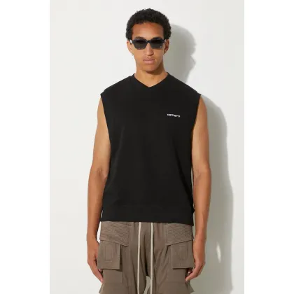 Zdjęcie Carhartt WIP kamizelka bawełniana Script kolor czarny z aplikacją I033907.0D2XX
