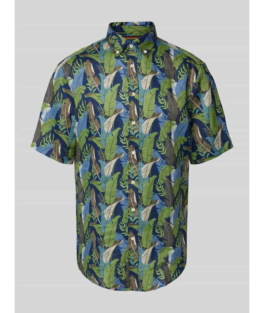 obrazek 1 Koszula lniana o kroju regular fit z kwiatowym wzorem