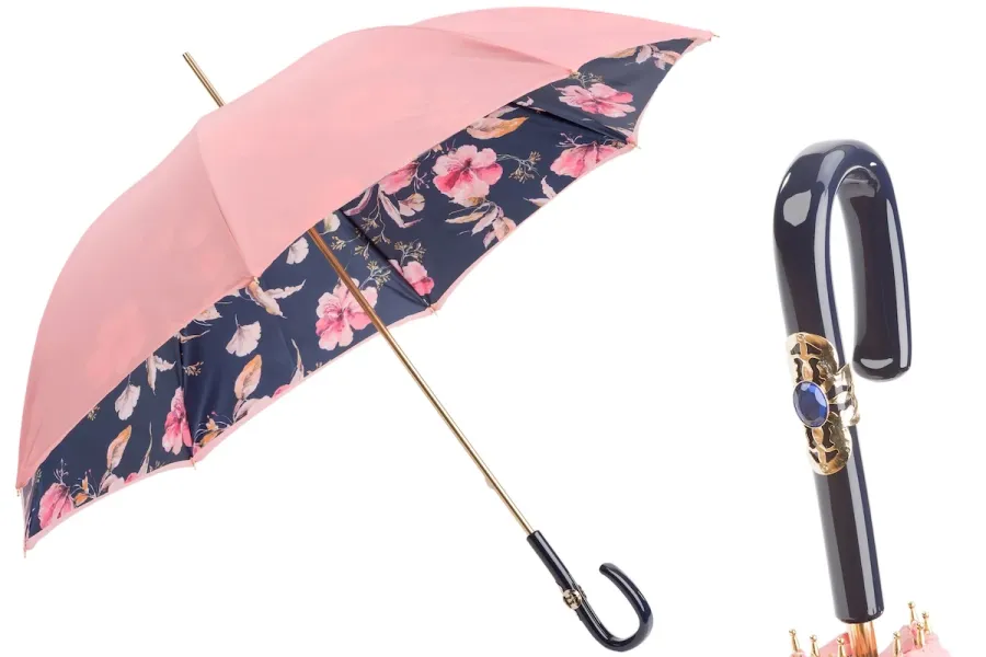 obrazek 1 Piękny parasol damski w kolorze różowym z motywem kwiatów - Pasotti