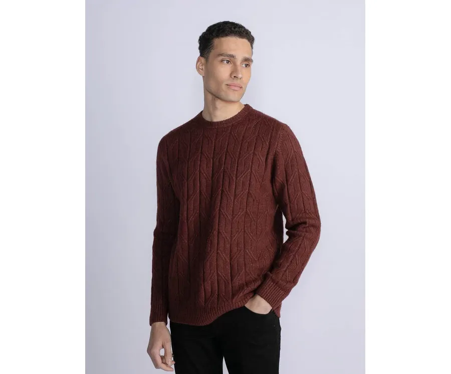 obrazek 1 Petrol Industries Sweter M-3030-KWR250 Brązowy Regular Fit
