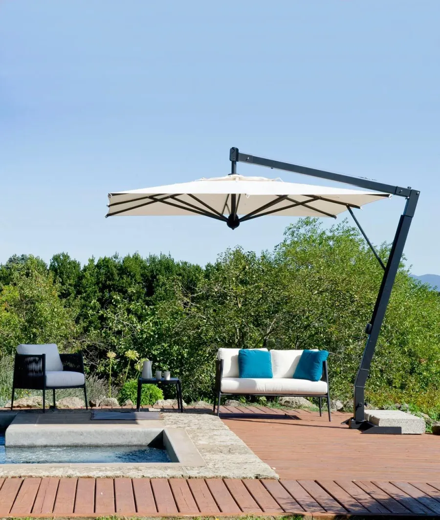 obrazek 2 Kwadratowy parasol Salento z aluminium w kolorze grafitowym do ogrodu lub na taras