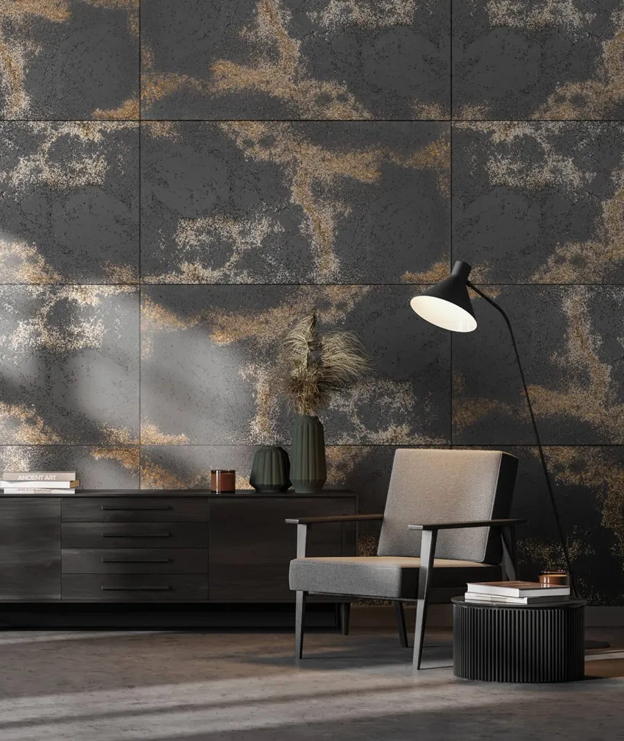 obrazek 1 60x60 cm DS - (antracyt złote kruszywo) - płyta beton architektoniczny ultralekka