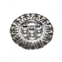 Zdjęcie Pięknie zdobiony srebrny talerz sederowy - Zaramella Argenti