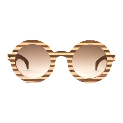 Zdjęcie Luksusowe, okrągłe okulary z drewna - Legno Light