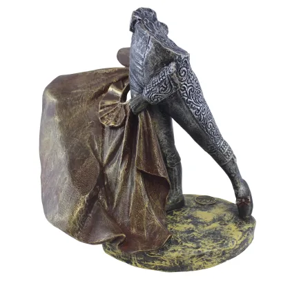 Picture Sculpture of a bullfighter with a cape on a marble base