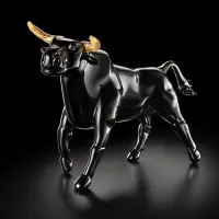 Picture Black bull with Murano ivory horns
