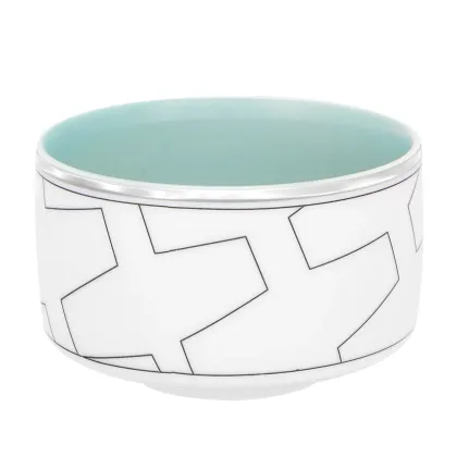 Zdjęcie Klasyczna biała miska z porcelany Trasso z geometrycznymi liniami i platynowym wykończeniem - Vista Alegre