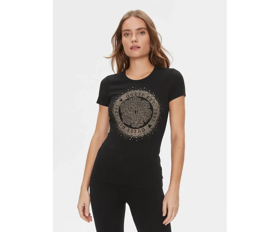 obrazek 1 Guess T-Shirt Camelia W4RI47 J1314 Czarny Slim Fit