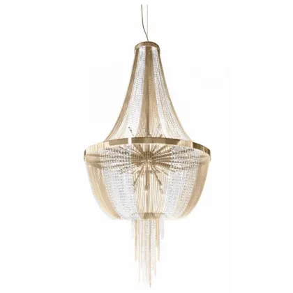 Zdjęcie Wspaniały żyrandol z pozłacanego mosiądzu oraz kryształami