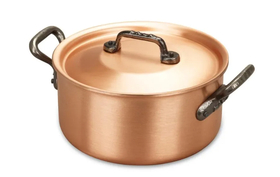 obrazek 3 Miedziany garnek casserole 18 cm do kuchenek indukcyjnych lub elektrycznych