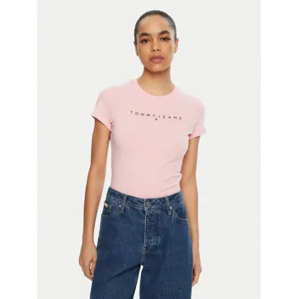 Zdjęcie Tommy Jeans T-Shirt Linear DW0DW18398 Różowy Slim Fit