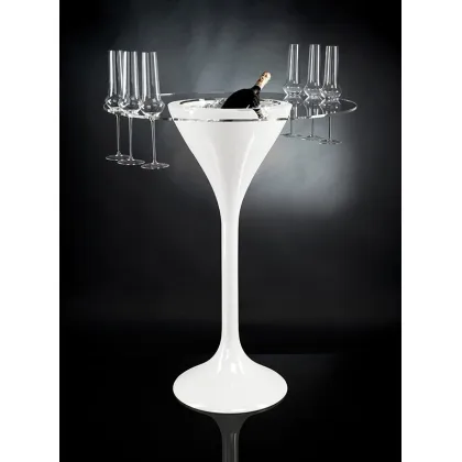 Picture An innovative table with an ice bucket in the middle of the top