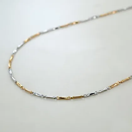 Zdjęcie Naszyjnik męski z białego i różowego złota - 50 cm