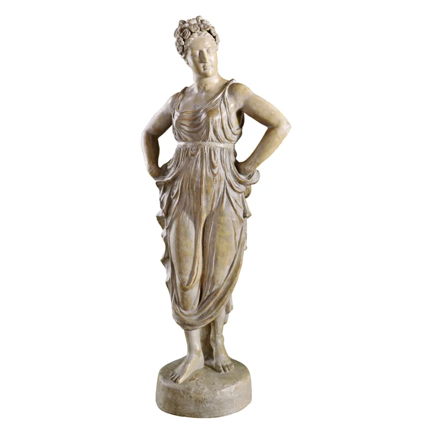 obrazek 1 Posąg z terakoty z girlandą kwiatów H.153xL.37xP.37 cm