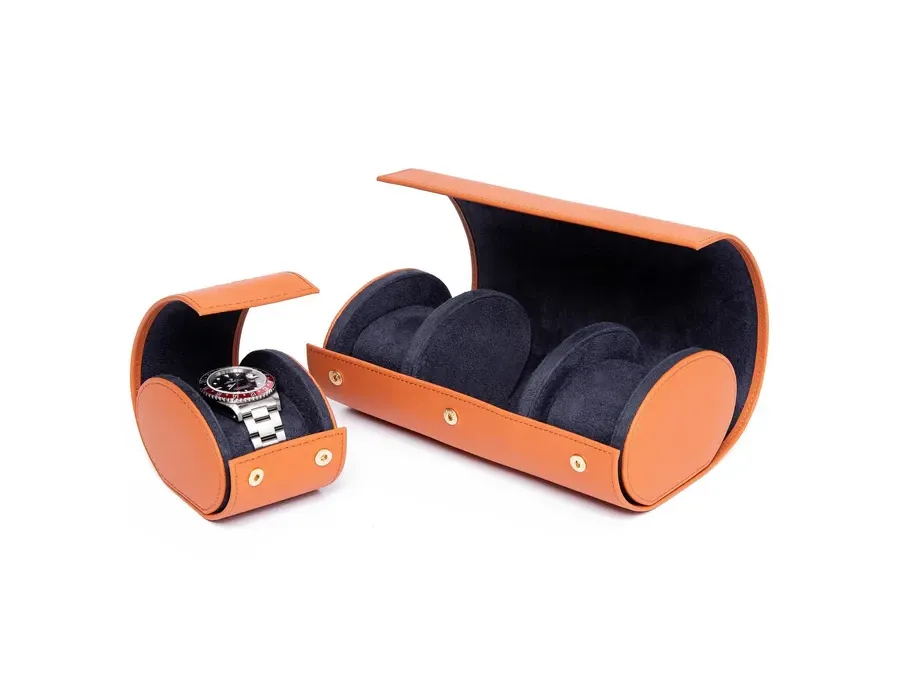 obrazek 4 Oryginalne etui skórzane w kształcie rolki na trzy zegarki