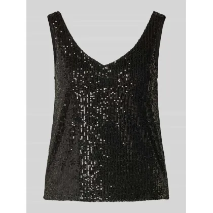 Zdjęcie Top na ramiączkach o kroju regular fit z cekinowym obszyciem model ‘ANA’